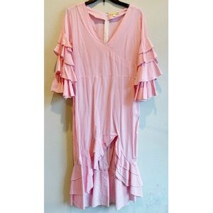 Gianni Bini Pink Striped Ruffle Dress